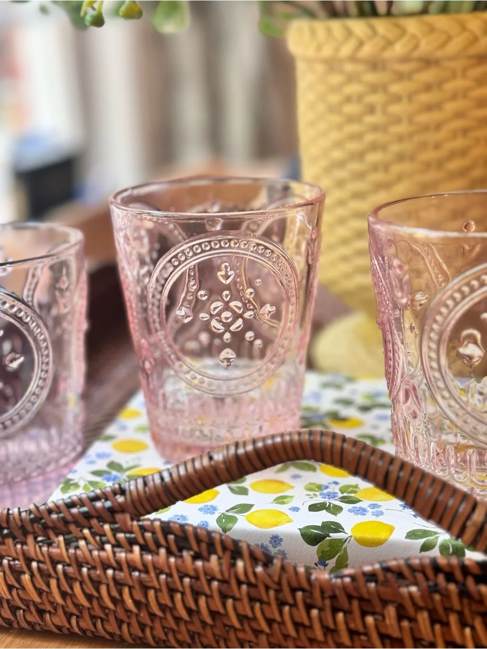 Romantic Pink Blush Glass Tumblers, Set of 3
